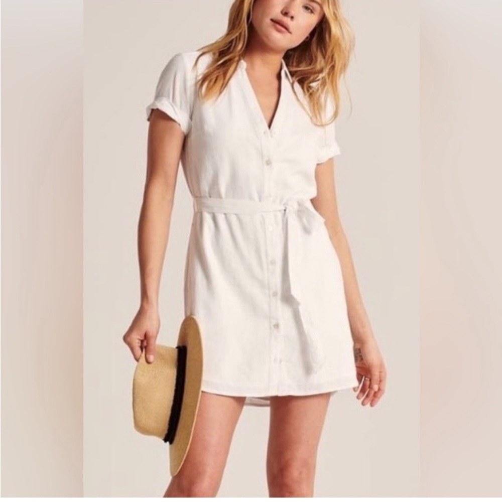 Abercrombie and Fitch White XXSP Shirt Dress